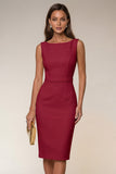 Ivory Bodycon Bateau Neck Midi Work Dress with Sleeveless