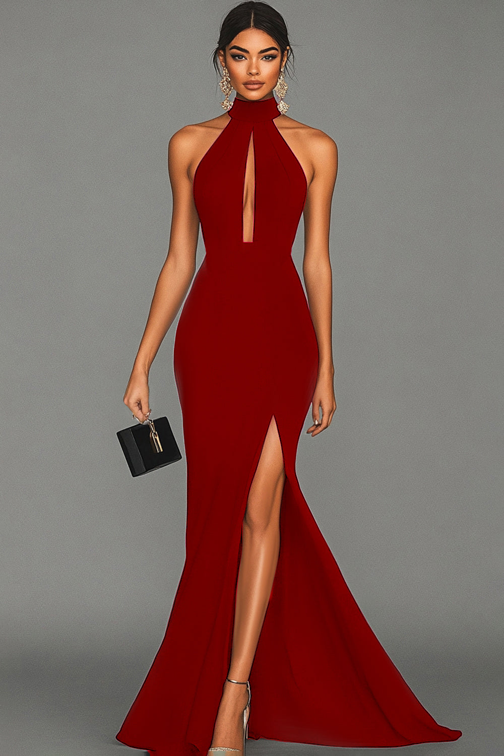 Black Mermaid Halter Neck Satin Formal Dress Black Mermaid Halter Neck Satin Formal Dress