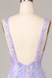 Lost In Your Eyes Bodycon V-Neck Lilac Sequins Short Homecoming Dress