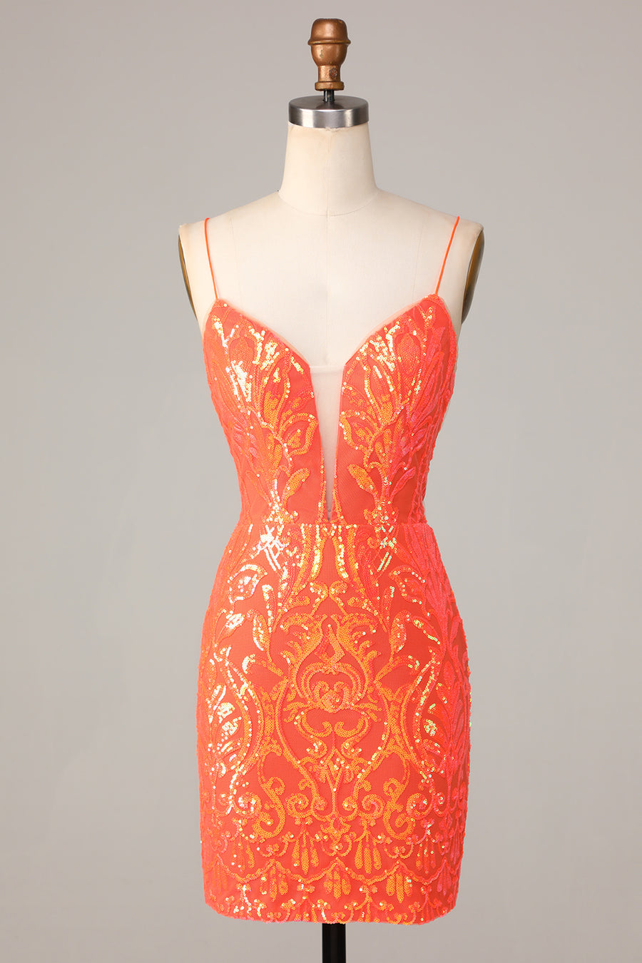 grapevine mills homecoming dresses Iridescent-Sequin Sexy Long Formal Dress for Prom Neon Orange / 6 main image 1