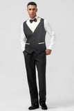 Black and Champagne Shawl Lapel  3 Piece Slim Fit Men's Prom Suits