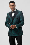 Dark Green Jacquard Peak Lapel 2 Pieces Men's Prom Suits