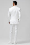 White Slim Fit Peak Lapel Jacquard Double Breasted 2 Piece Men's Suits