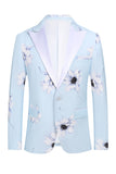Light Blue Peak Lapel 2 Piece Floral Men's Prom Suits
