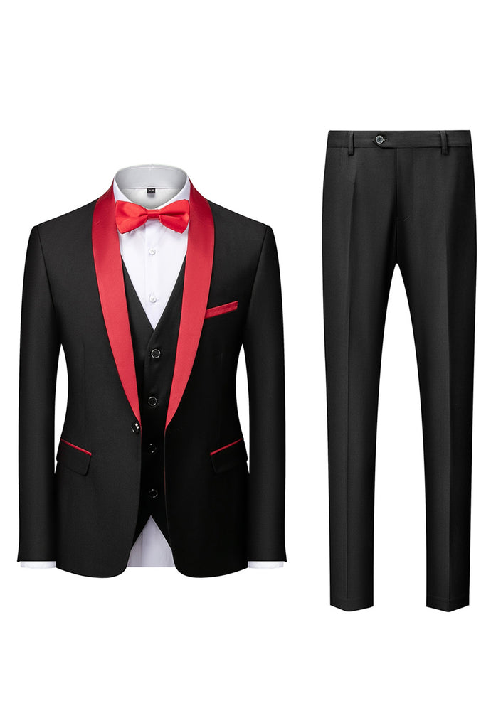 Caleb 3-Pieces Men Suits - Dark Purple Sparkle Shawl Lapel