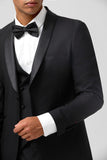 Black Shawl Lapel 3-Pieces Slim Fit Men's Suits