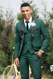 Dark Green Shawl Lapel 3-Pieces Slim Fit Men's Suits