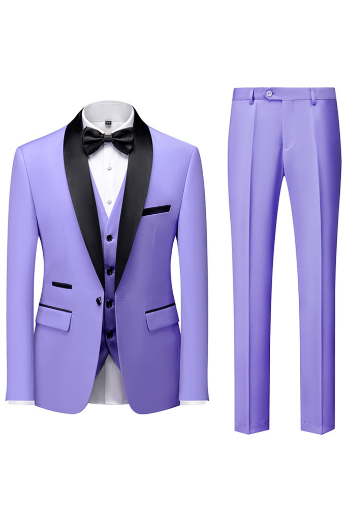 3 Piece Black Shawl Lapel Single Breasted Men's Suits main image 1