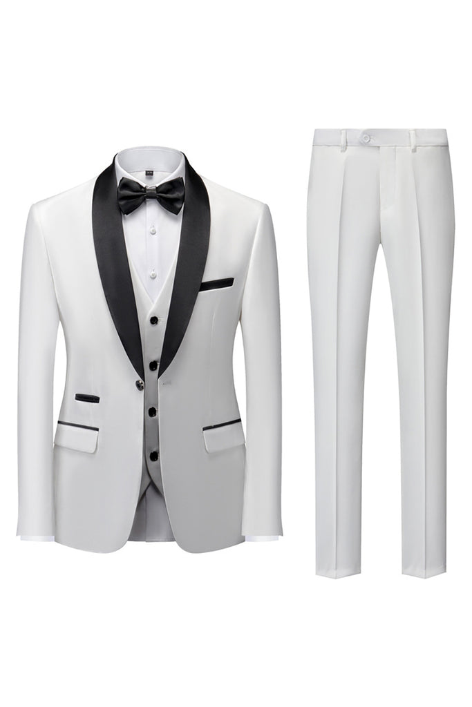 3 Piece Black Red Shawl Lapel Men's Ball Suits