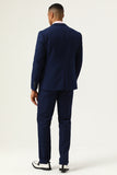 Navy Blue 3 Pieces Slim Fit Casual Tuxedo Suits