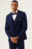 Navy Blue 3 Pieces Slim Fit Casual Tuxedo Suits