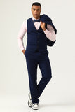 Navy Blue 3 Pieces Slim Fit Casual Tuxedo Suits