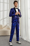 Shawl Lapel One Button Royal Blue Sequins Men's 2 Pieces Suits