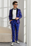 Shawl Lapel One Button Royal Blue Sequins Men's 2 Pieces Suits