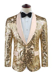 Golden Shawl Lapel Sequins Men's Blazer