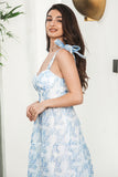 Blue Floral Boho Maxi Summer Dress