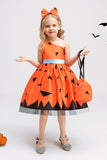 Orange One Shoulder Sleeveless Halloween Girl Dress
