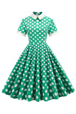 Hepburn Style Polka Dots Vintage Dress with Short Sleeves