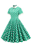 Hepburn Style Polka Dots Vintage Dress with Short Sleeves