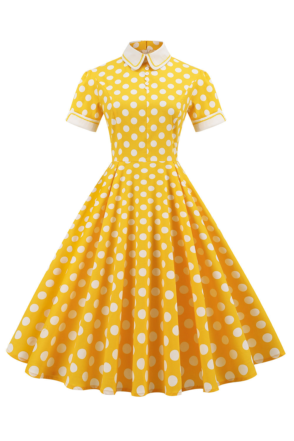 Zapaka Women Blue Polka Dots Vintage Dress Hepburn Style Swing Dress with Short Sleeves ZAPAKA Zapaka Women Blue Polka Dots Vintage Dress Hepburn Style Swing Dress with Short Sleeves ZAPAKA