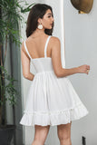 Simple A-Line White Short Graduation Dress with Bow
