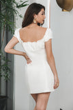 Sheath Single Breasted Lace-Up Cute Graduation Dress With Puff Sleeves