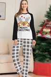 Black and White Plaid Christmas Deer Family Pajamas Set