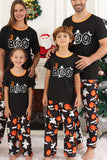 Black Pumpkin Printed Halloween Family Pajamas Set