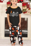 Black Pumpkin Printed Halloween Family Pajamas Set