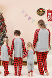 Black and Red Plaid Deer Printed Christmas Family Pajamas Set