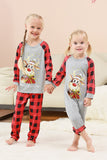 Black and Red Plaid Deer Printed Christmas Family Pajamas Set