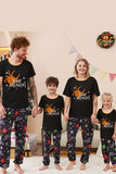 Black and Orange Spider Printed Halloween Family Pajamas Set