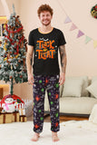 Black and Orange Spider Printed Halloween Family Pajamas Set