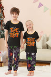 Black and Orange Spider Printed Halloween Family Pajamas Set