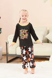 Black Halloween Pumpkin Printed Family Pajamas Set