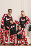 Long Sleeve Family Black Red Christmas Pajamas with Deer Pattern