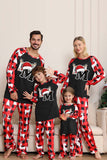 Black Red Deer Pattern Family Christmas Pajamas with Long Sleeve