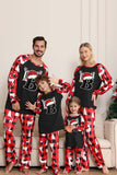 Black Red Long Sleeve Family Christmas Pajamas with Deer Pattern