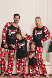 Black Red Long Sleeve Family Christmas Pajamas with Deer Pattern