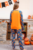 Orange Pumpkin Print Family Halloween Pajamas (Long Sleeves)