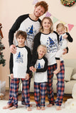 Black Blue Tree Print Family Christmas Pajamas