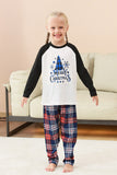 Black Blue Tree Print Family Christmas Pajamas