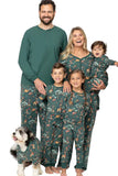 Animal Print Dark Green Matching Pajamas Set