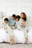 Grey Green Christmas Tree Print Christmas Family Matching Pajamas Set