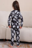 Pumpkin Print Black Matching Halloween One Piece Pajamas