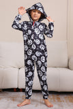 Pumpkin Print Black Matching Halloween One Piece Pajamas