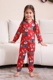 Elk Print Red Matching Christmas One Piece Pajamas