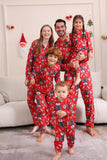 Elk Print Red Matching Christmas One Piece Pajamas