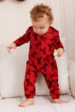 Elk Print Red Matching Christmas One Piece Pajamas