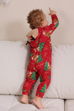 Red Christmas Tree Print Matching Christmas One-Piece Pajamas